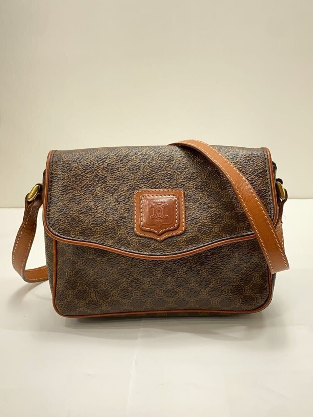 Celine Shoulder Bag Leather Burgundy Red